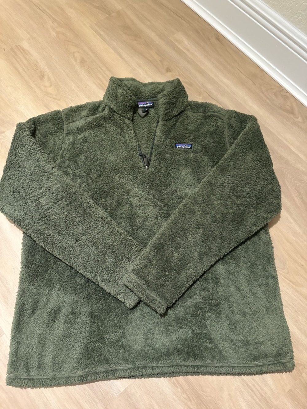 PATAGONIA Los Gatos 1/4-Zip Fleece Pullover Women XL Olive Brown Outdoor Great